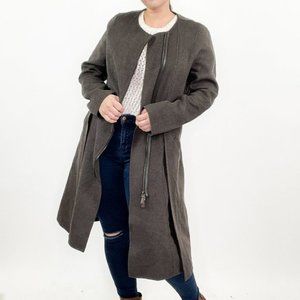 Lafayette 148 Size 14 Wool Angora Jacket Coat Peacoat Outerwear Mid-Length Brown